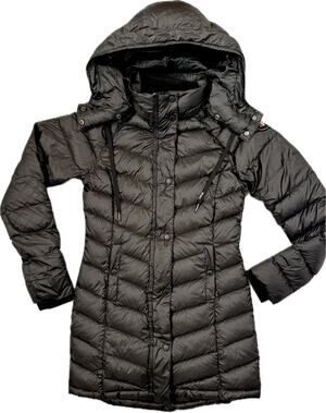 PAJAR CANADA Sz Small Warm 90% Down Coat Jacket Parka Mid-Length Hooded Black